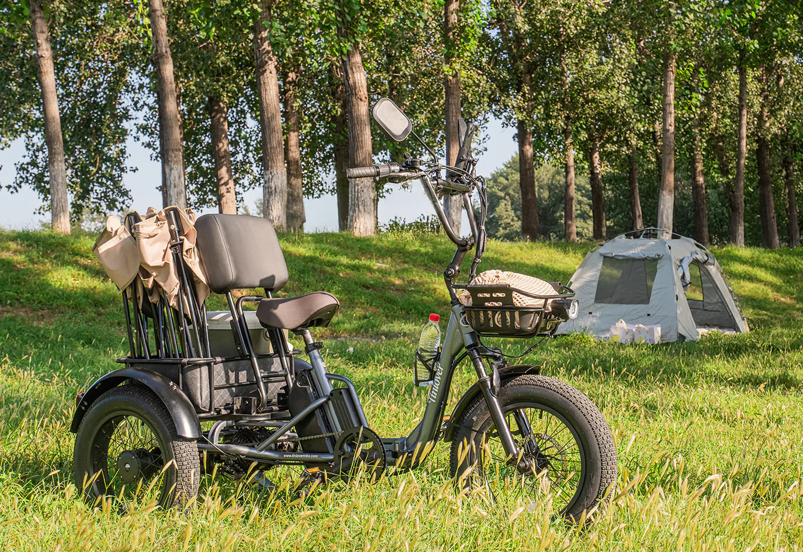 Tiniover creek all -terrian fat tire electric tricycle on the grass