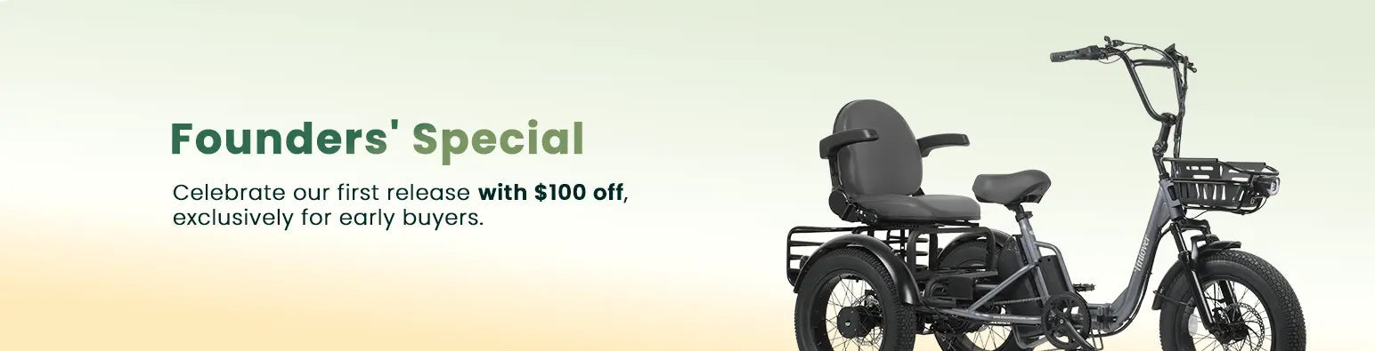 Tiniover Creek electric trike for adults and seniors — Founders’ Special early-bird offer with $100 off