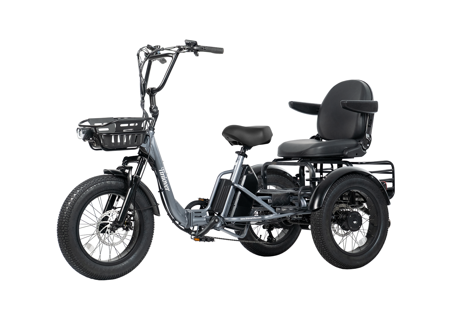 Tiniover creek pro electric tricycle for adults and seniors with passenger seat kit