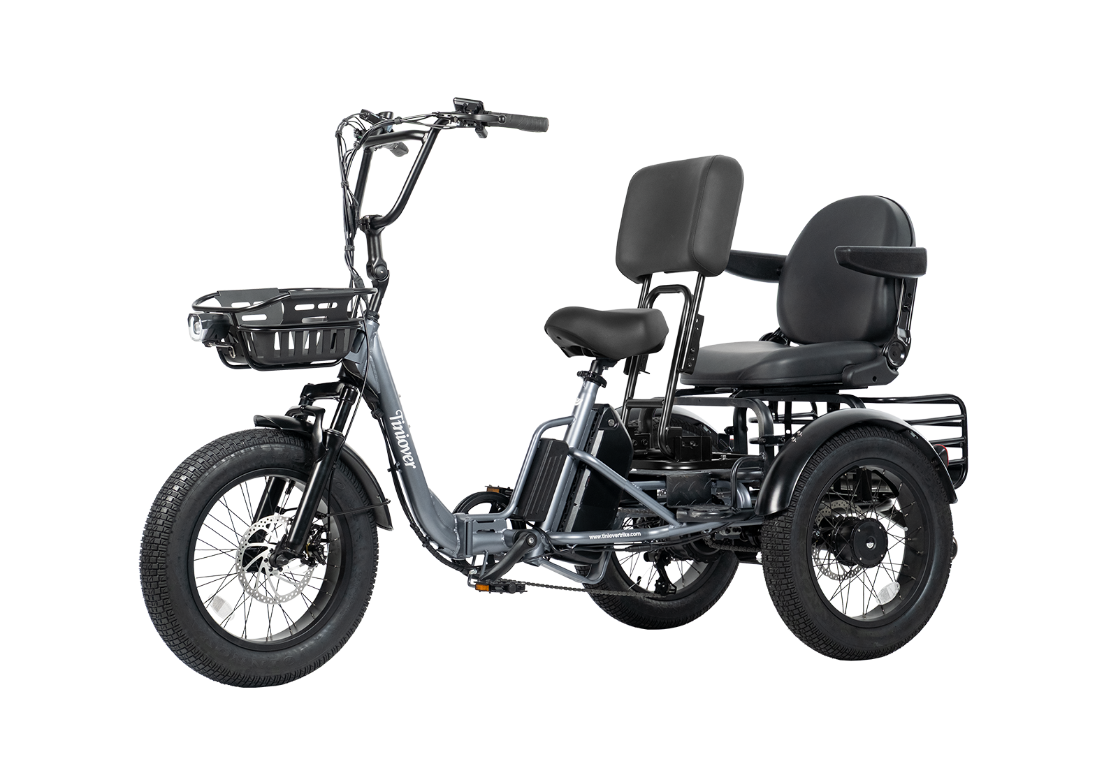 Tiniover creek pro electric tricycle for adults and seniors with backrest and passenger seat kit