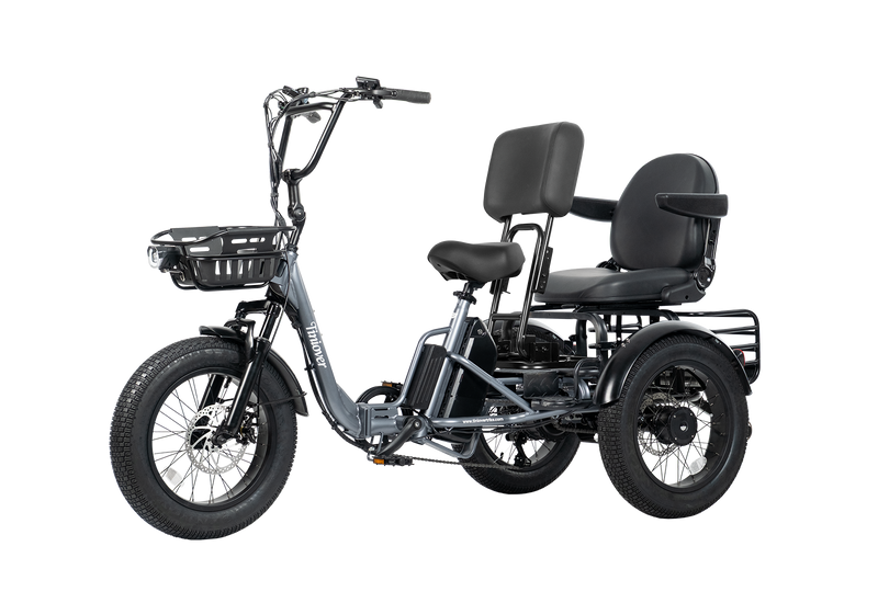 Tiniover creek pro electric tricycle for adults and seniors with backrest and passenger seat kit