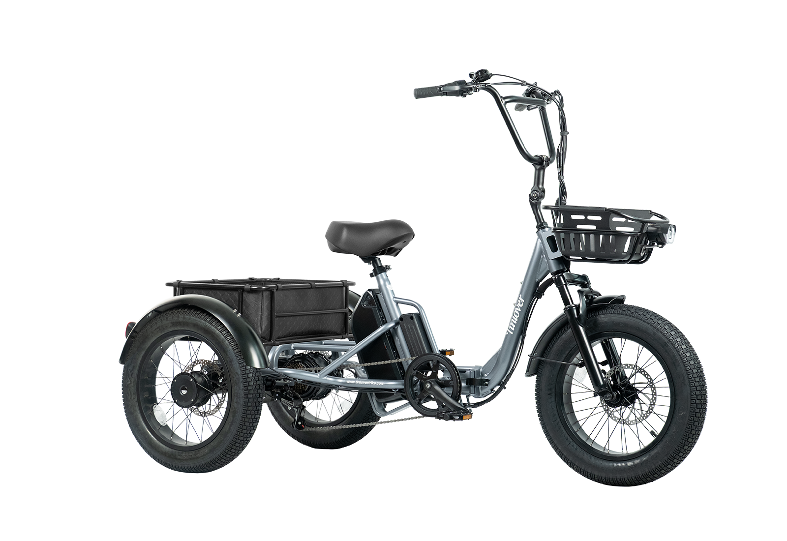Tiniover creek electric tricycle for adults and seniors with rear basket