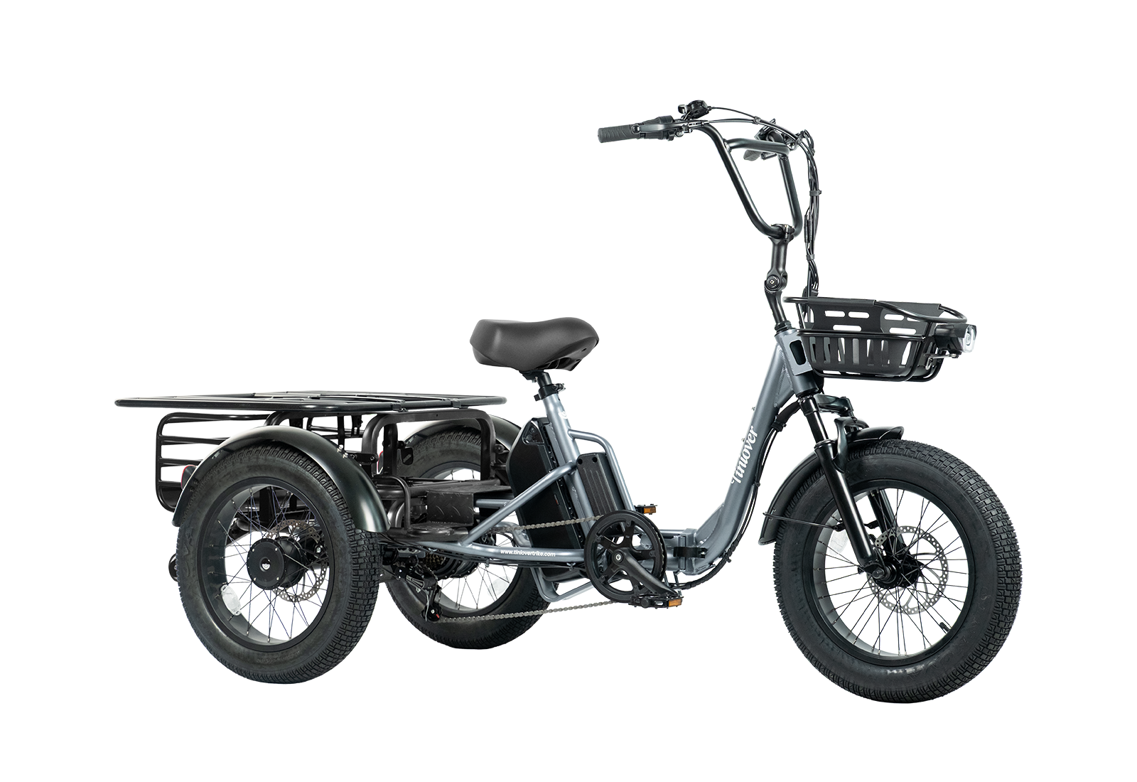 Tiniover creek electric tricycle for adults and seniors with cargo rack kit