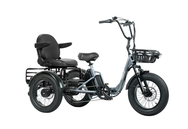 Tiniover creek electric tricycle for adults and seniors with passenger saet kit